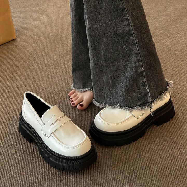 Damen nan modische Plateau-Loafer in Lederoptik mit profilierter Gummisohle und gepolstertem Fußbett Echo Archiv