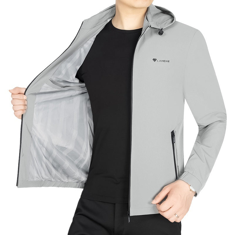 Herren Leichte Softshell-Funktionsjacke mit Kapuze wasserabweisend atmungsaktiv – Taviero