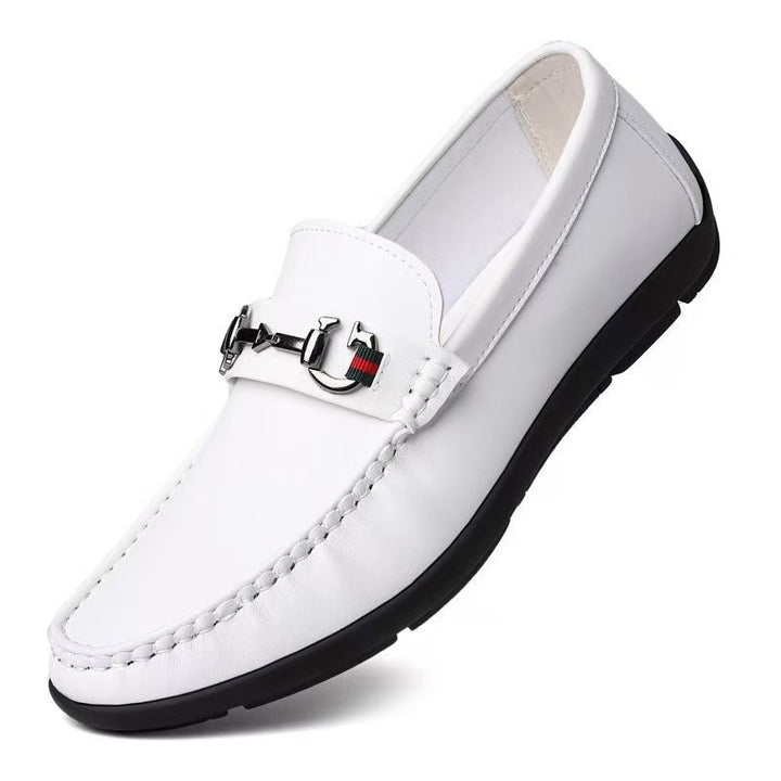 Herren Elegante Lederimitat-Loafer mit Ziernaht und Metallbit-Detail Echoarhiv – Tavélo