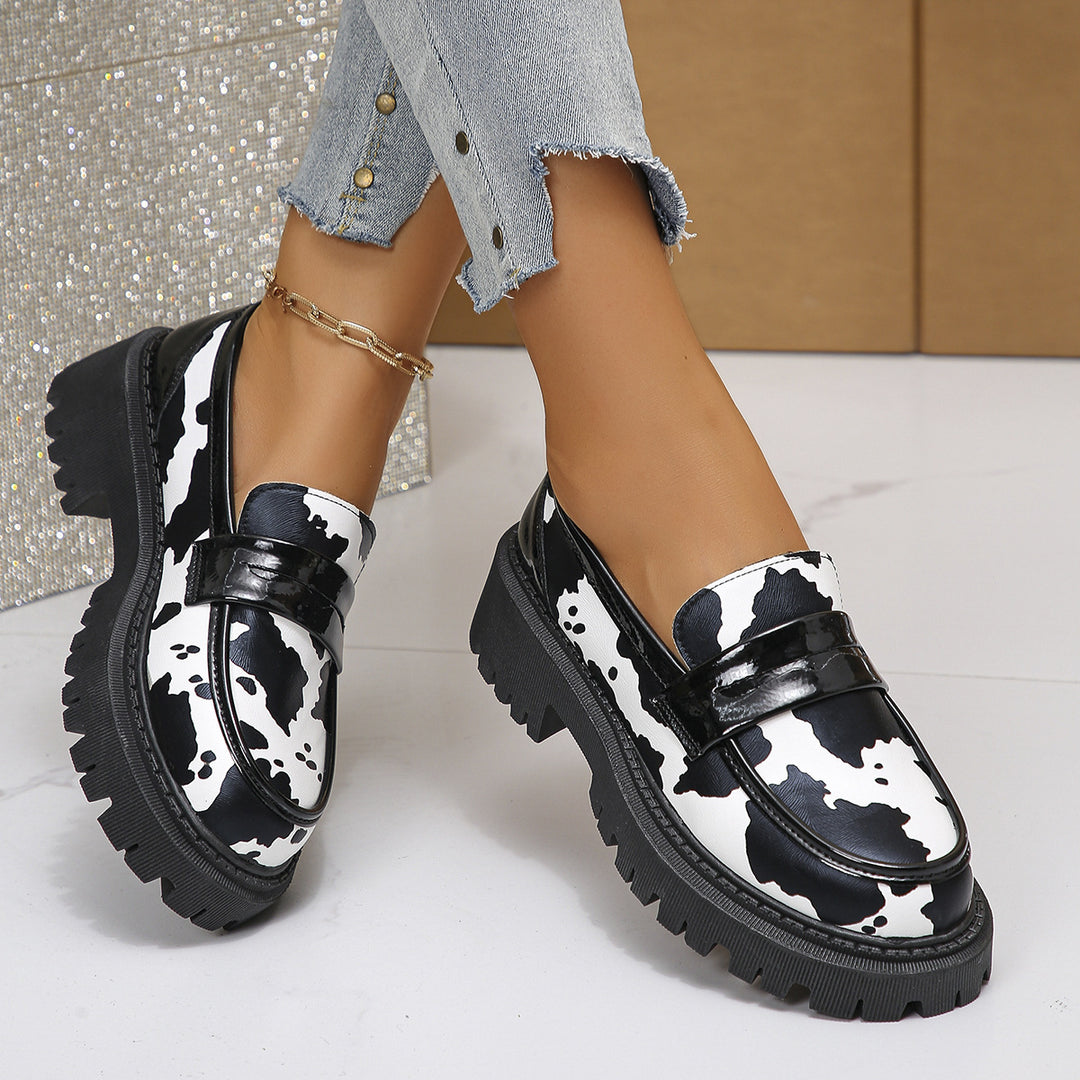 Damen Chunky-Loafer mit Zebramuster, Lackbesatz und profilierter Lug‑Sohle Echo Archiv