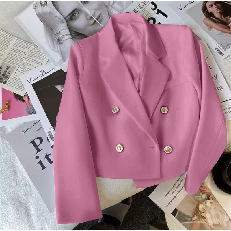 Damen Modischer Kurzblazer mit doppelt geknöpften Details Echo Archiv