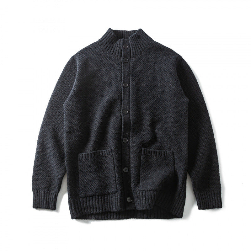 Unisex Strukturierter Button-Cardigan mit Stehkragen und aufgesetzten Taschen Echo Archiv