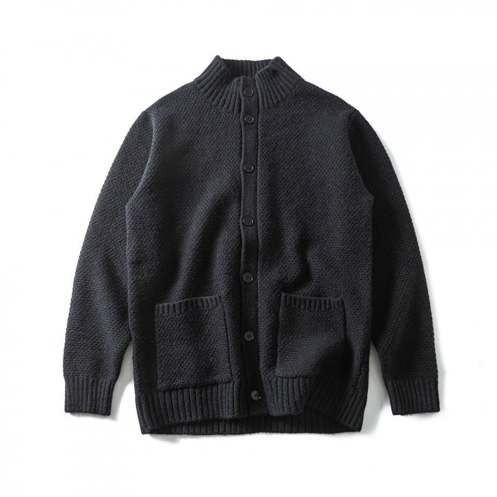 Unisex Strukturierter Button-Cardigan mit Stehkragen und aufgesetzten Taschen Echo Archiv
