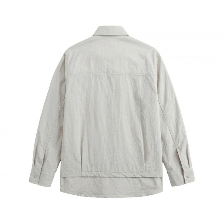 Unisex Oversize-Hemdjacke mit zweilagigem Saum, Brustpaspeltasche und strukturierter Baumwollmischung Echo Archiv