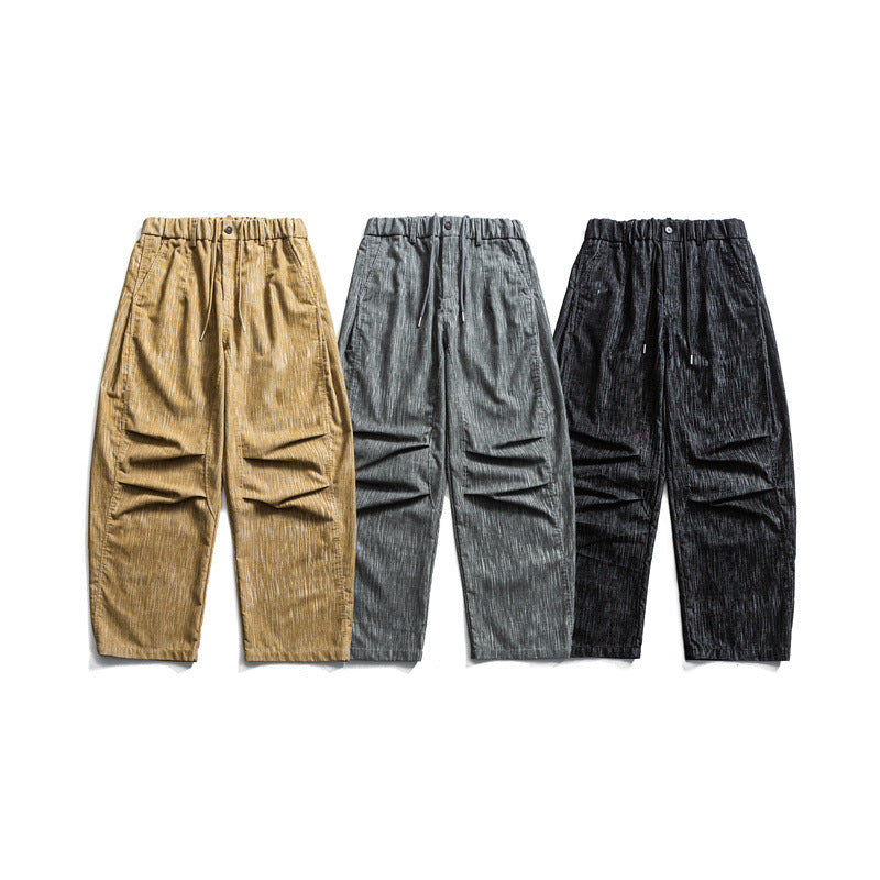 Herren weite Cordhose im Workwear‑Look mit elastischem Bund, Kordelzug und Kniefalten Echoarchiv