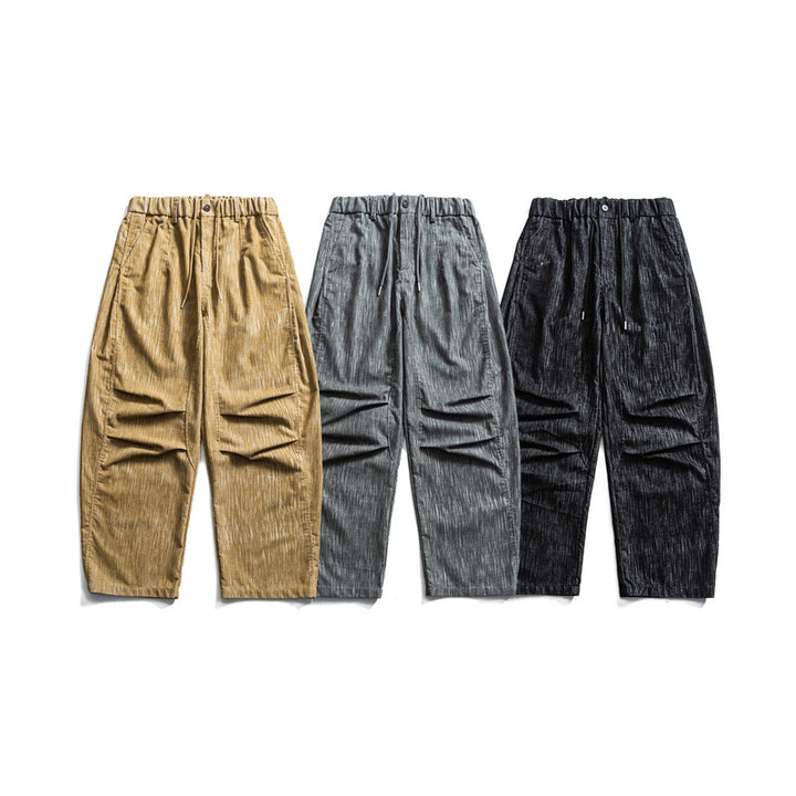 Herren weite Cordhose im Workwear‑Look mit elastischem Bund, Kordelzug und Kniefalten Echoarchiv
