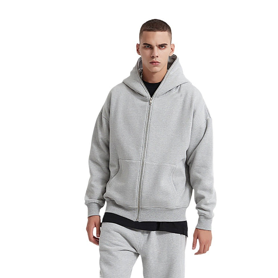 Unisex Kapuzenjacke mit durchgehendem Reißverschluss, doppellagiger Kapuze und Kängurutaschen – Auréline