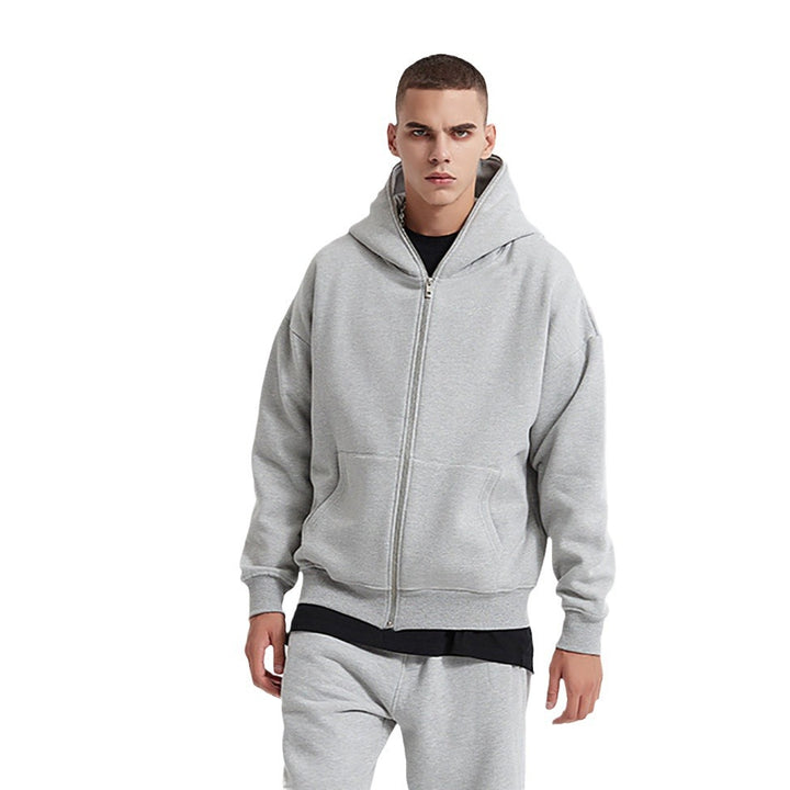 Unisex Kapuzenjacke mit durchgehendem Reißverschluss, doppellagiger Kapuze und Kängurutaschen – Auréline
