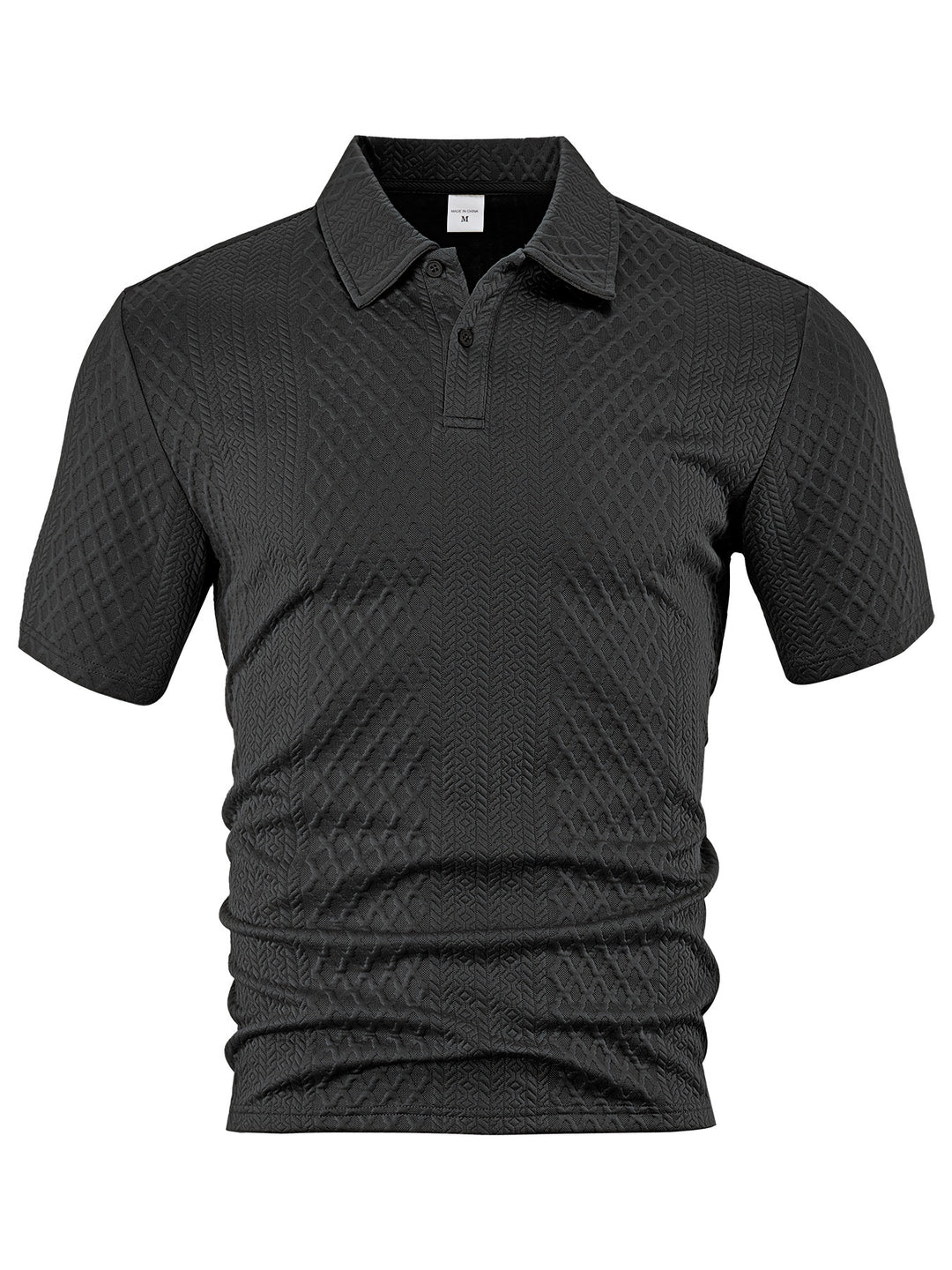Herren nan texturiertes Jacquard-Poloshirt kurzärmelig schmaler Schnitt mit Polokragen Echo Archiv