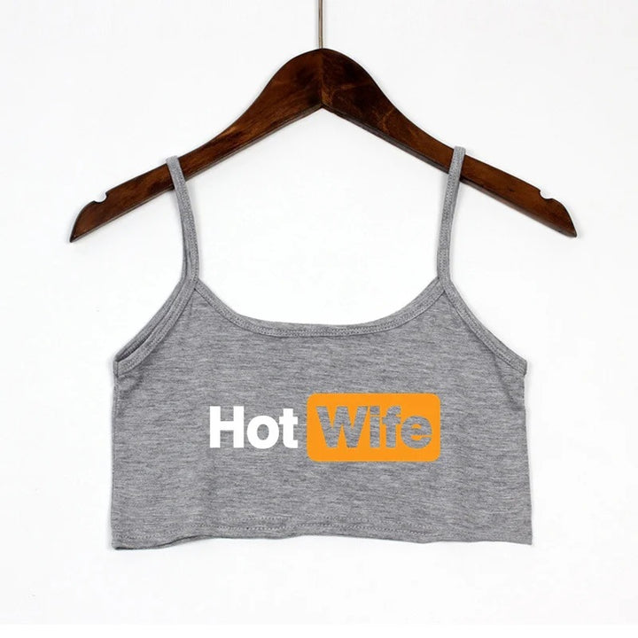 Damen Crop-Top mit modernen Schriftzügen und verstellbaren Trägern Echo Archiv