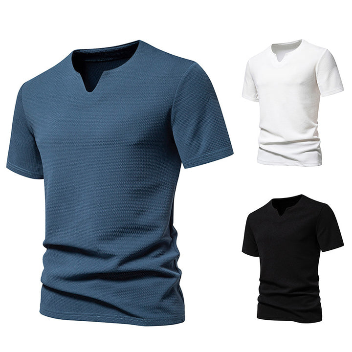 Herren Kurzarm T-Shirt mit modernem V-Ausschnitt und atmungsaktiver Struktur Echoarchiv