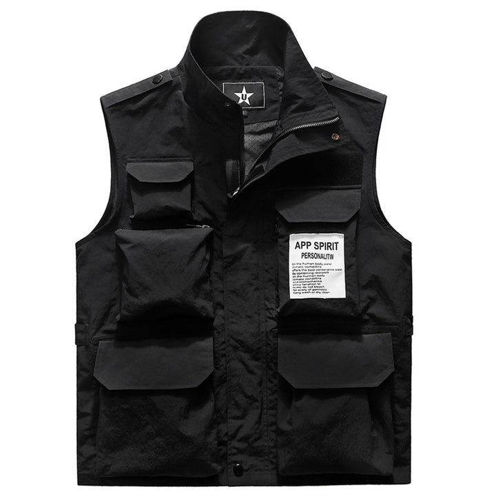 Herren Multifunktionale Mehrfachtaschen-Weste mit Stehkragen – Marzano