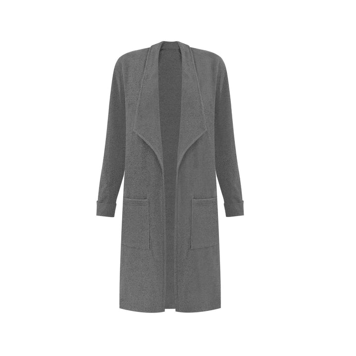 Damen Longline Blazer mit Schalkragen, offenem Schnitt und aufgesetzten Taschen – Valéne