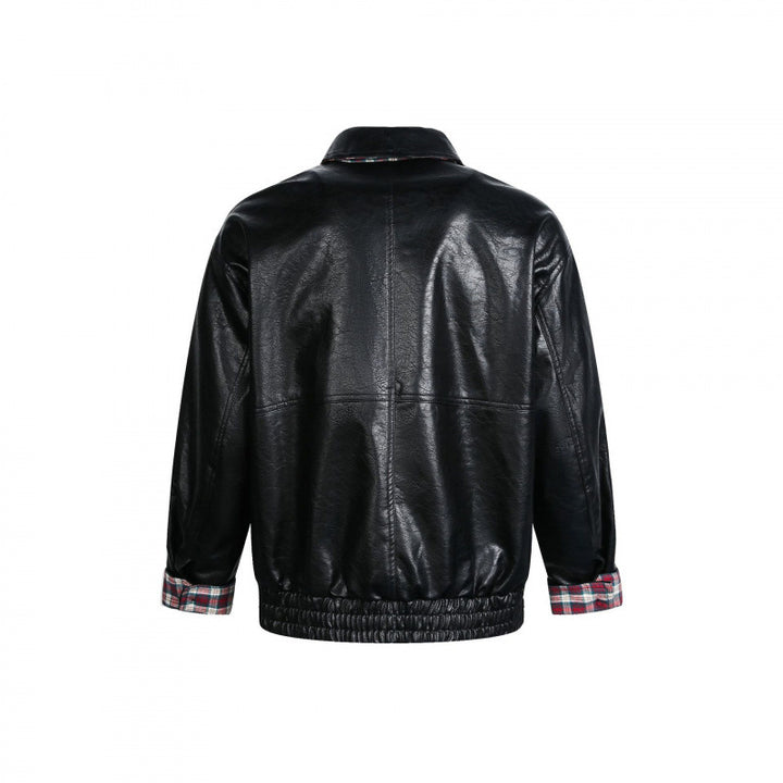 Herren Lederimitat-Blouson mit Karofutter, Reißverschluss und elastischem Saum Echo Archiv