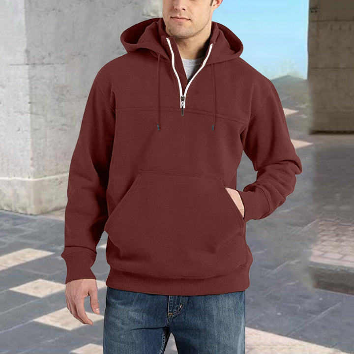 Herren modischer Kapuzenpullover mit halbem Reißverschluss und praktischen Kängurutaschen Echoarchiv