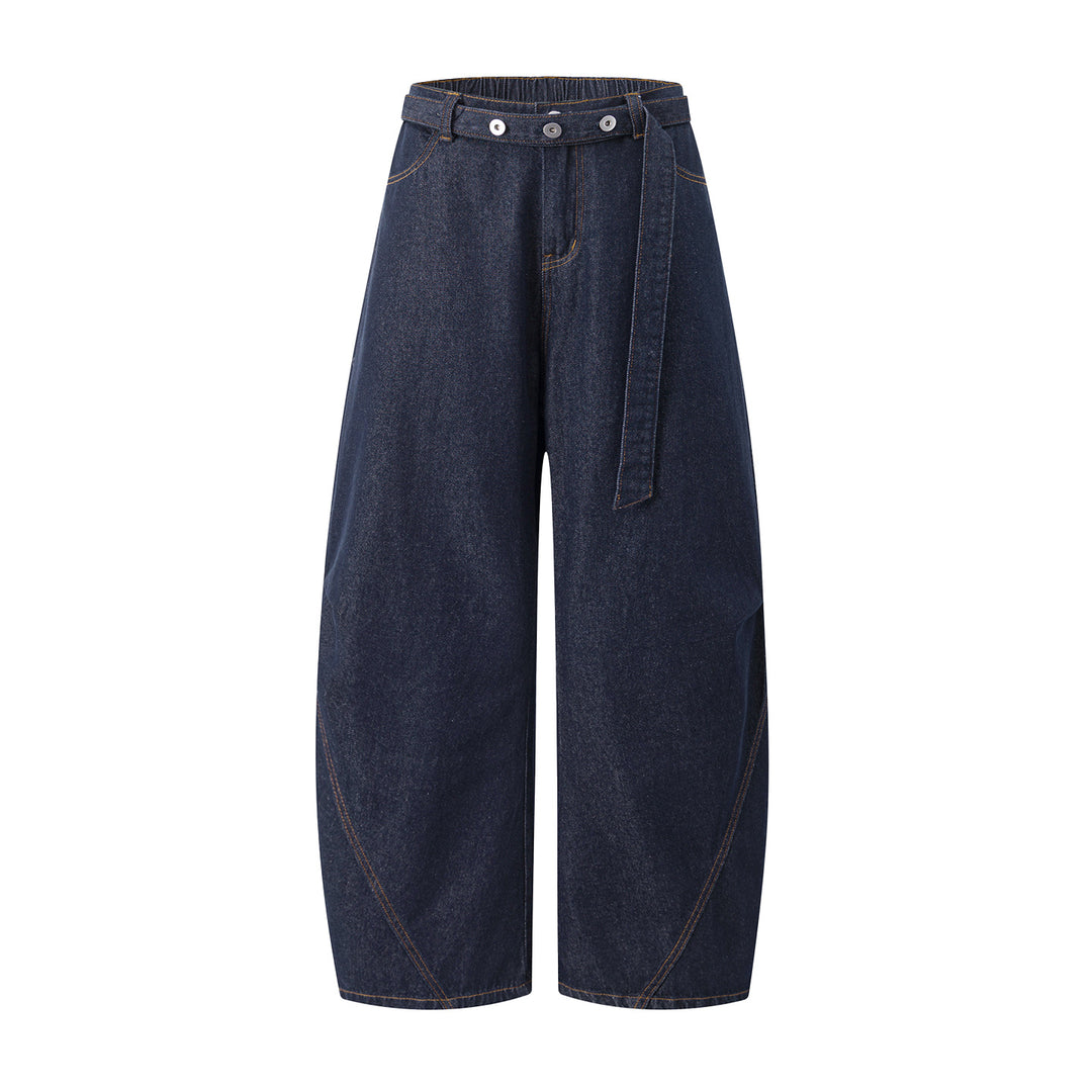Damen Culotte-Jeans mit weitem Ballon‑Schnitt, hohem Bund und Stoffgürtel Echo Archiv