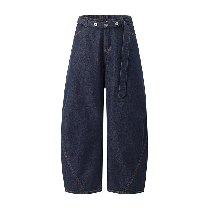 Damen Culotte-Jeans mit weitem Ballon‑Schnitt, hohem Bund und Stoffgürtel Echo Archiv