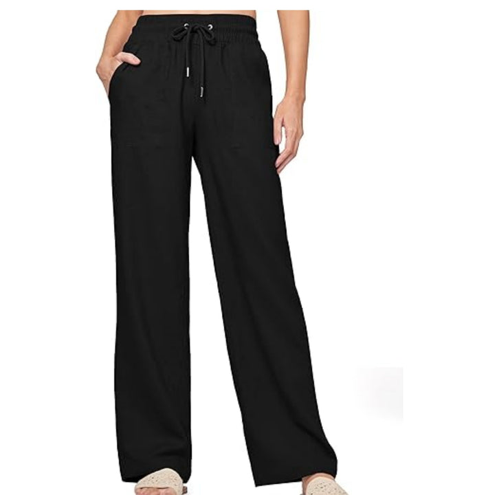 Damen nan weite Loungewear-Hose mit hohem Elastikbund Kordelzug Seitentaschen und legerer Palazzo-Passform Echo Archiv