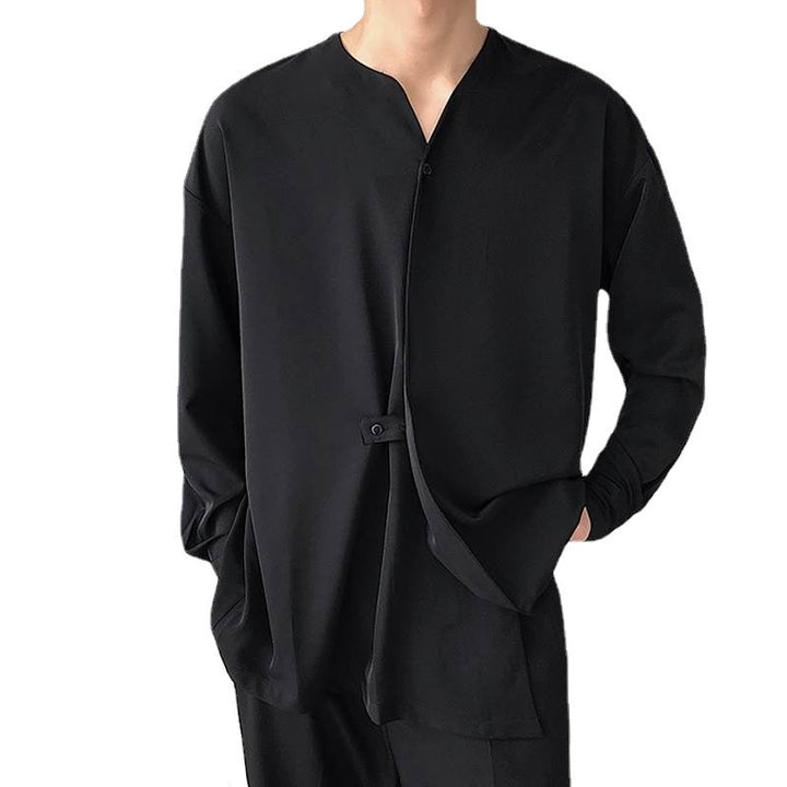 Herren Lässiges Langarmshirt mit innovativem Stehkragen und praktischen Taschen Echoarchiv