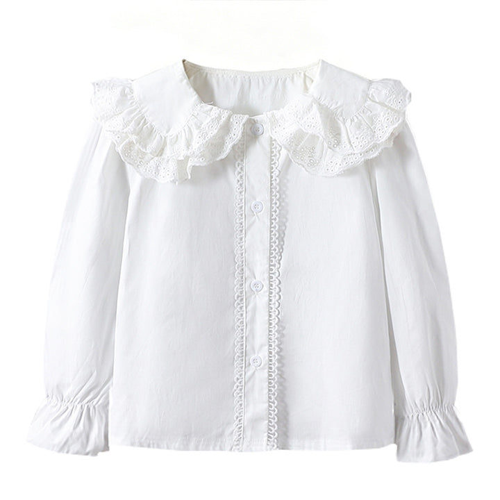Mädchen Bluse mit voluminösem Spitzenkragen und Rüschendetails Echo Archiv