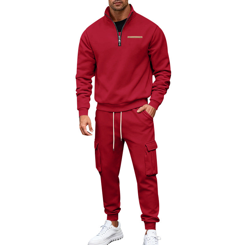 Herren Zip-Pullover- und Cargo-Jogger-Set aus weichem French-Terry Echoarchiv