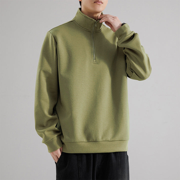 Herren Oversized-Halbzip-Sweatshirt mit hohem Stehkragen, schwerer French-Terry und minimalistischem Design Echo Archiv