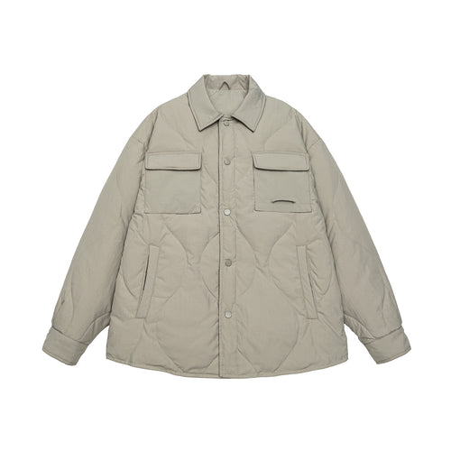 Herren Gesteppte Oversize-Hemdjacke mit Steppung, Druckknöpfen und Brusttaschen Echoarchiv