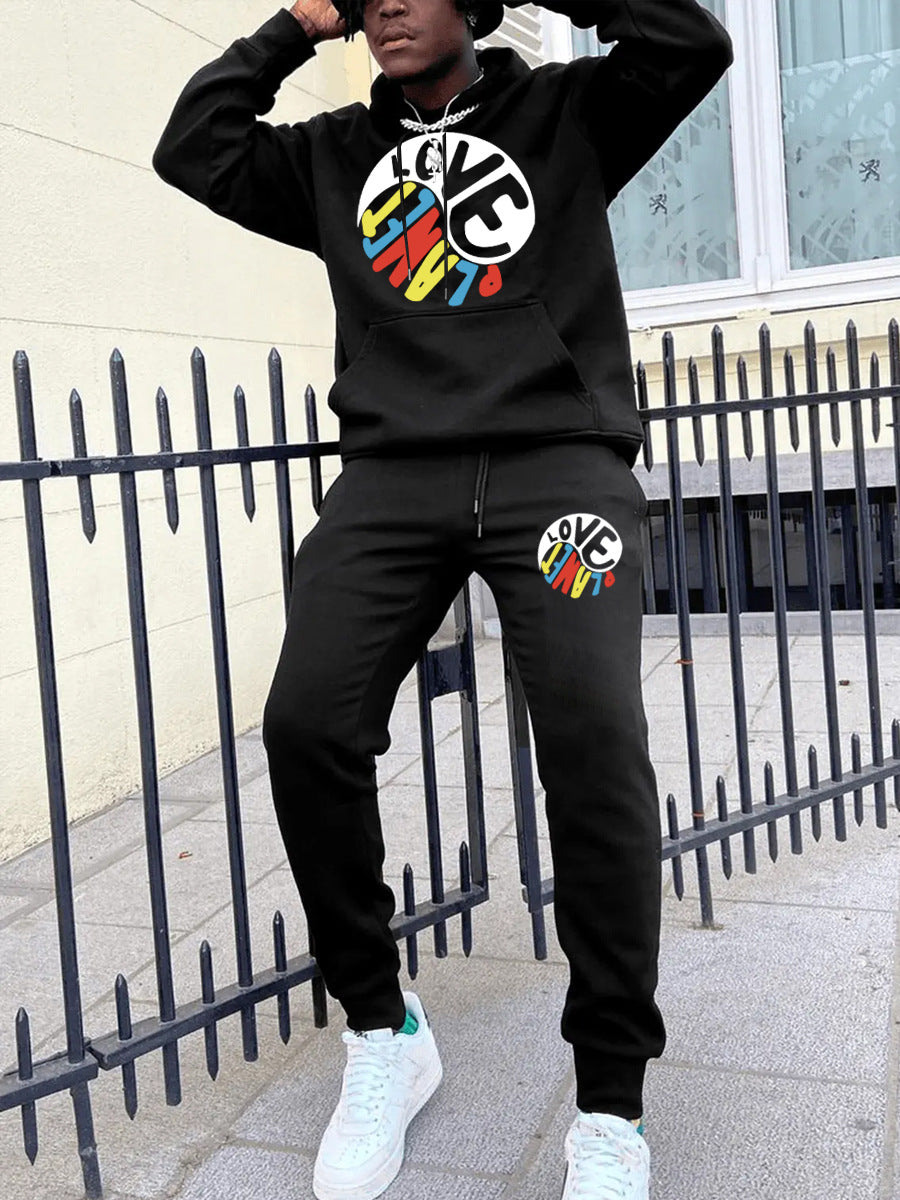 Herren Hoodie und Jogginghose Set mit kreativem Print Echoarchiv