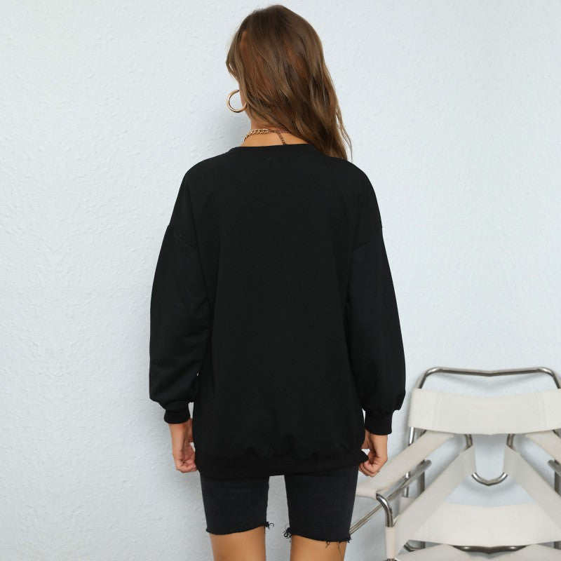 Damen Oversize College-Sweatshirt mit großem Frontprint, Rundhals & geripptem Saum Echoarchiv