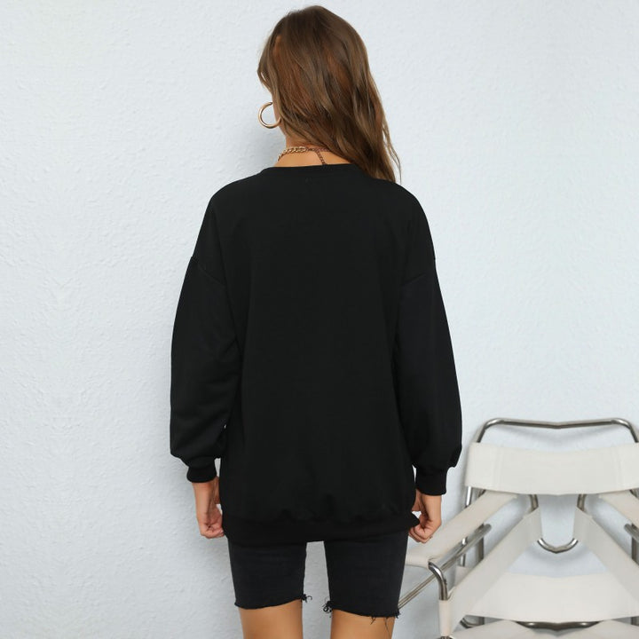 Damen Oversize College-Sweatshirt mit großem Frontprint, Rundhals & geripptem Saum Echoarchiv
