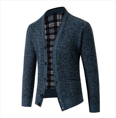 Herren eleganter Strickcardigan mit Karomuster Echoarchiv