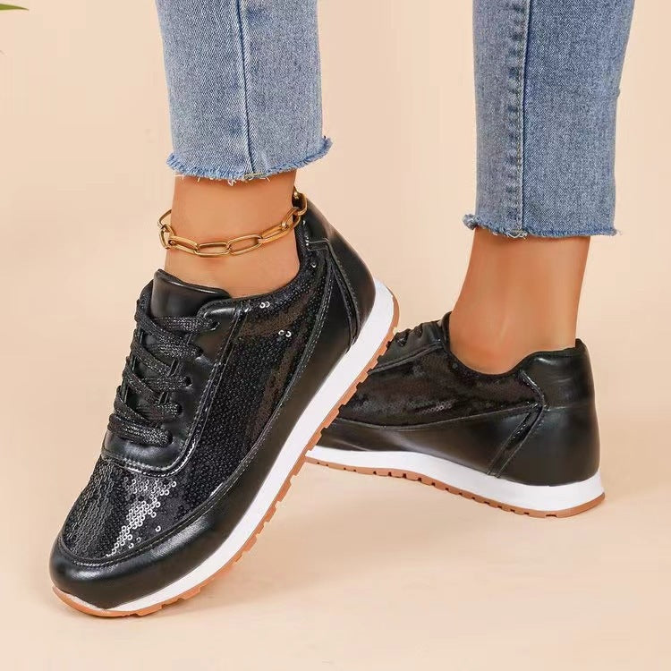 Damen modische Sneaker mit schimmerndem Obermaterial und rutschfester Sohle – Névara