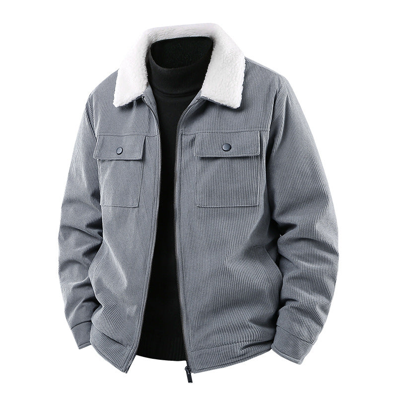 Herren Cordjacke mit Sherpa-Kragen, gesteppter Thermofütterung und Brusttaschen Echoarchiv