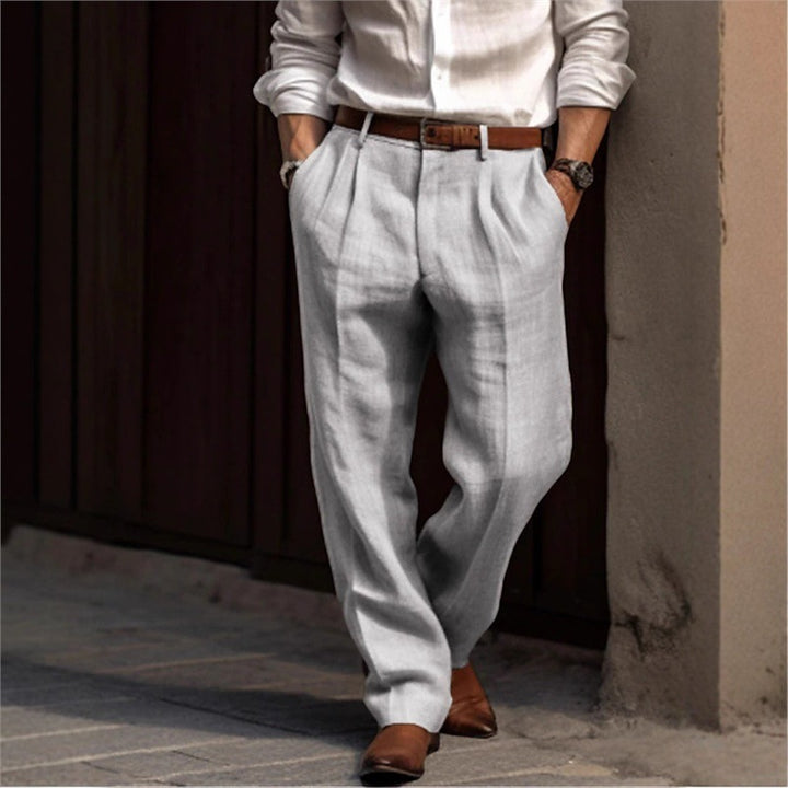 Herren elegante Leinenhose mit lockerer Passform und praktischen Taschen Echoarchiv