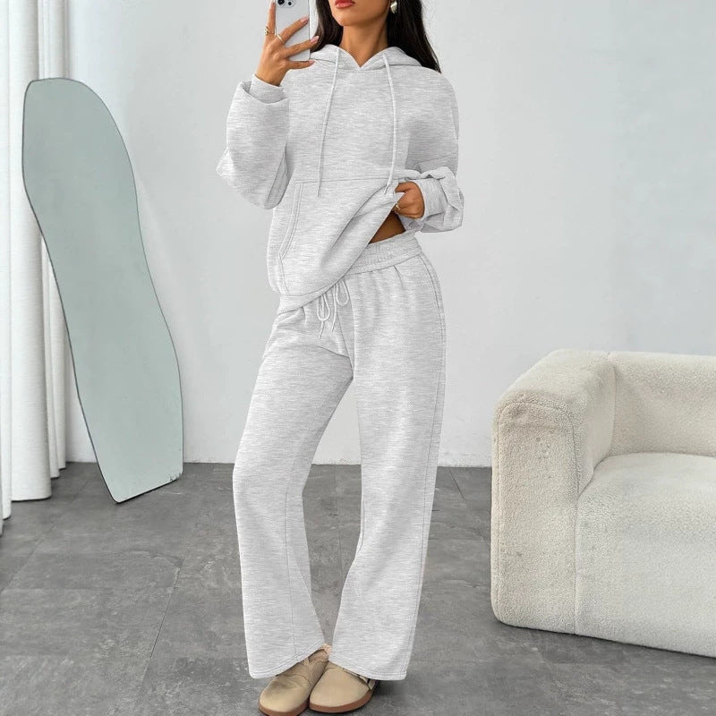 Damen Oversized Hoodie-Set mit Kängurutasche und weiter Palazzohose – Auréline