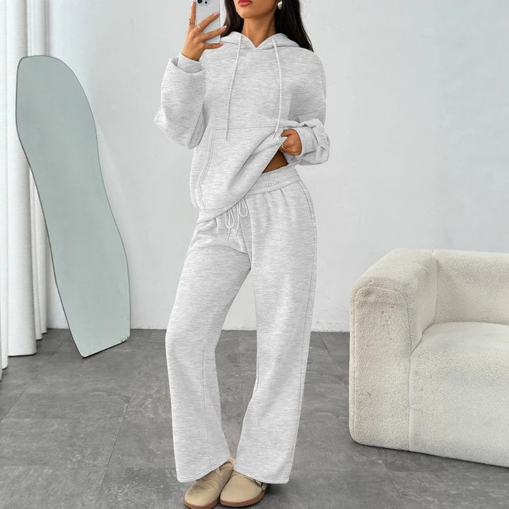 Damen Oversized Hoodie-Set mit Kängurutasche und weiter Palazzohose – Auréline