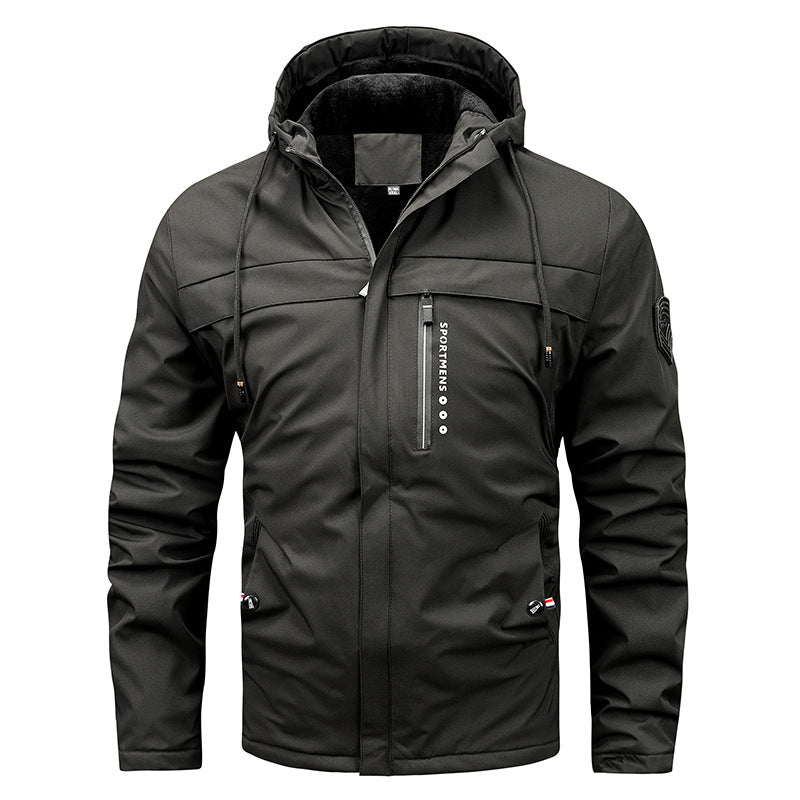 Herren nan winddichte Softshelljacke mit verstellbarer Kapuze, Fleece-Innenfutter und verdeckten Reißverschlusstaschen Echo Archiv