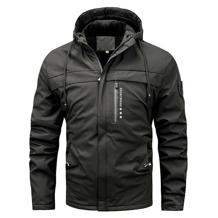 Herren nan winddichte Softshelljacke mit verstellbarer Kapuze, Fleece-Innenfutter und verdeckten Reißverschlusstaschen Echo Archiv
