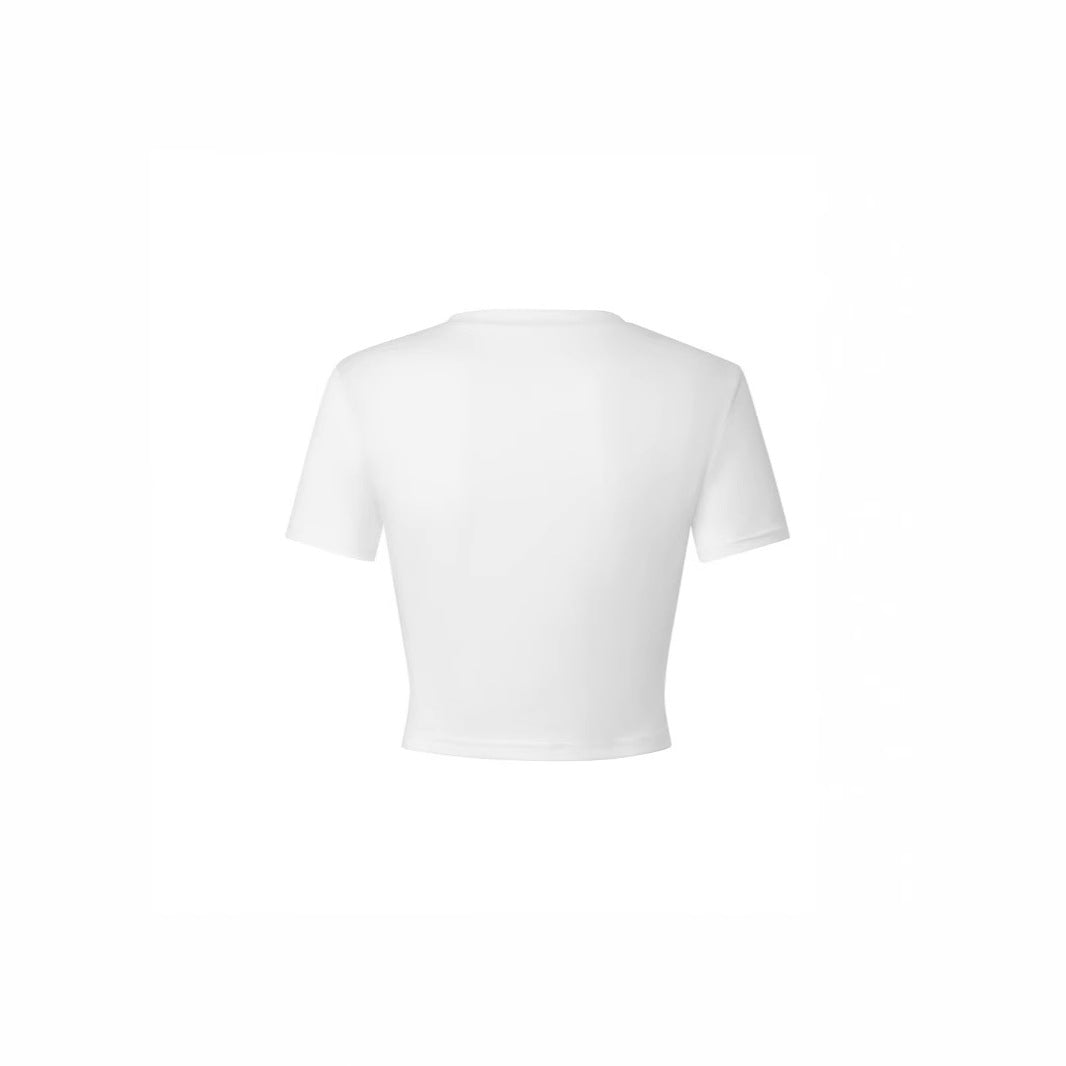 Damen Crop-T-Shirt mit verspieltem Schleifenmuster Echo Archiv