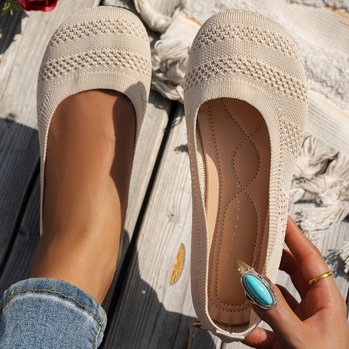 Damen Ballerinas mit elastischem Strickdesign und rutschfester Sohle – Lioré