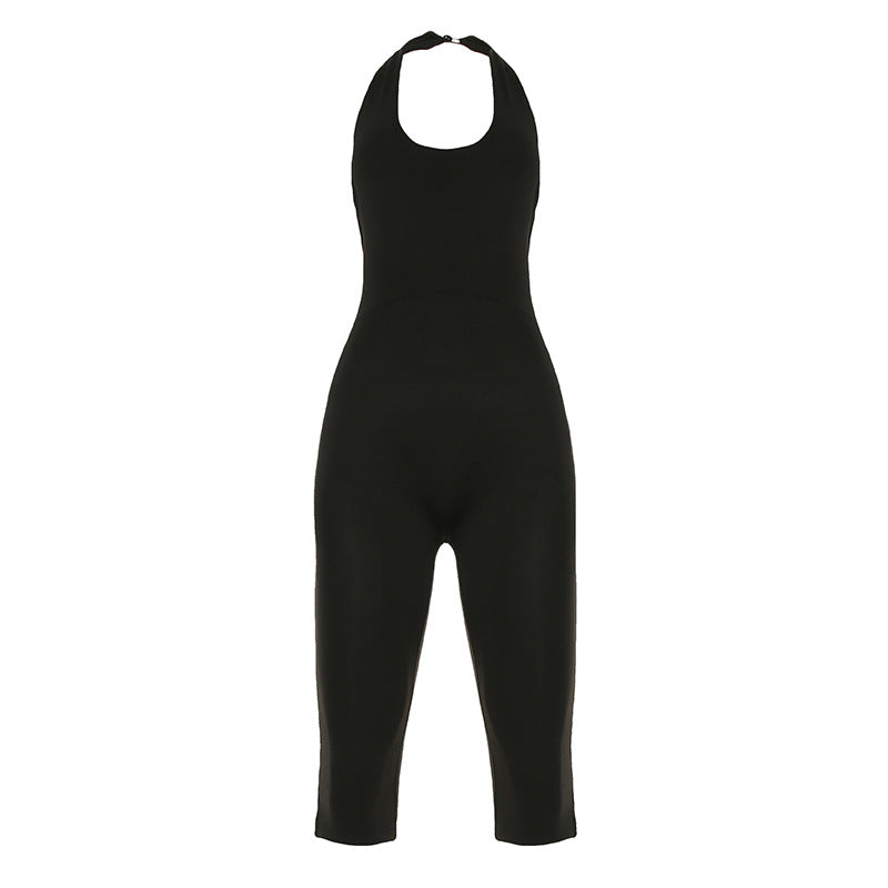 Damen figurbetonter Jumpsuit mit Kragen und Kurzarm Echo Archiv
