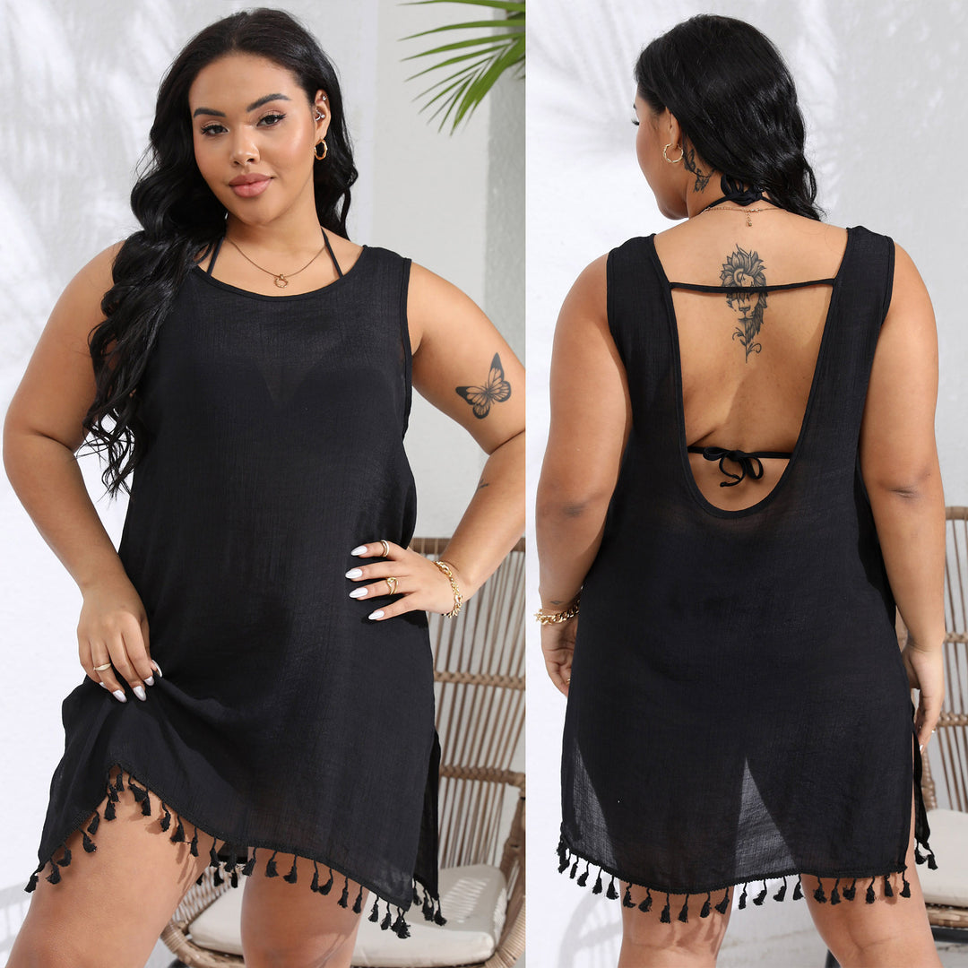 Damen luftiges Strandkleid mit fransigen Details Echo Archiv