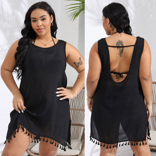 Damen luftiges Strandkleid mit fransigen Details Echo Archiv