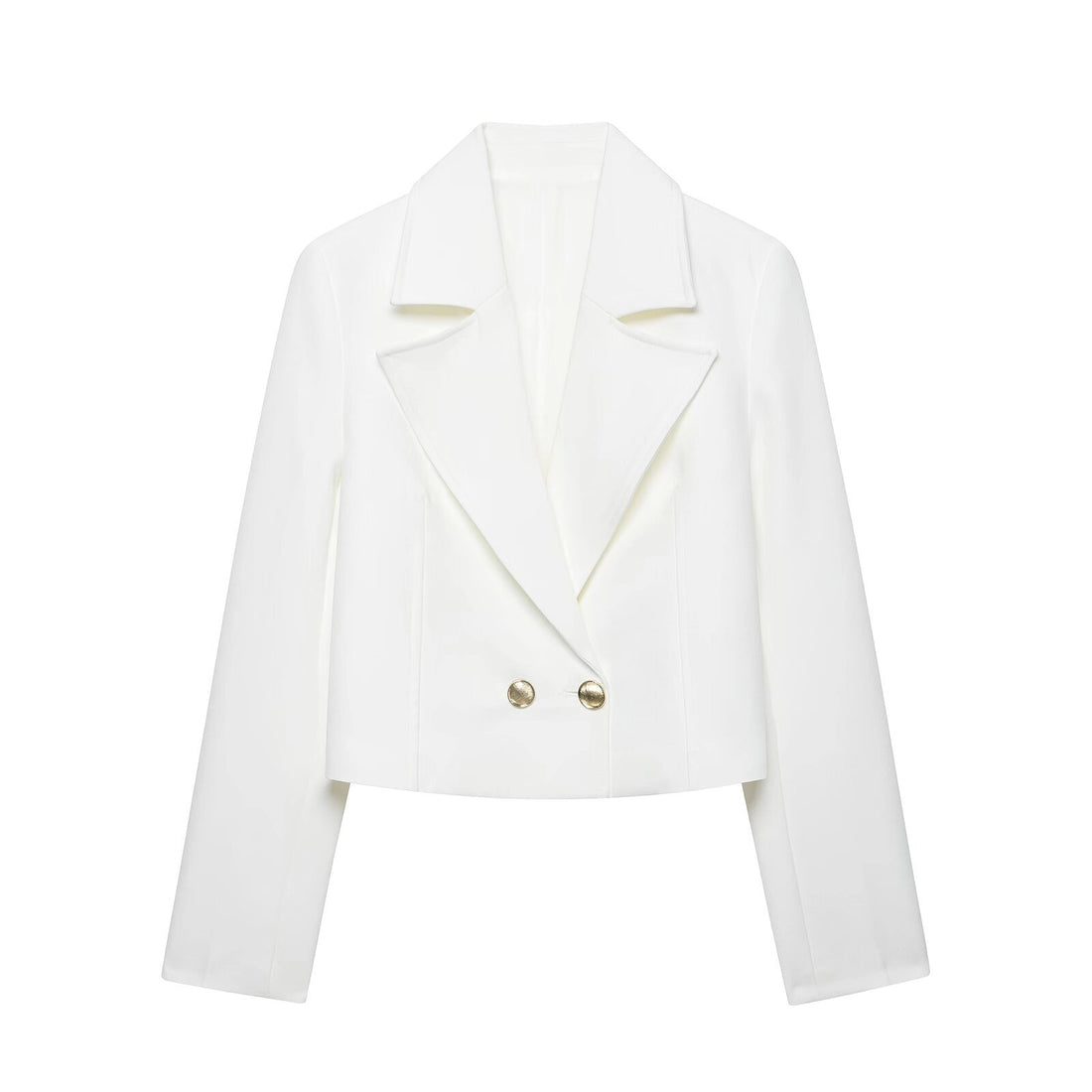 Damen Eleganter taillierter Cropped‑Blazer mit doppelreihiger Zierknopfleiste und konstruiertem Revers Echo Archiv
