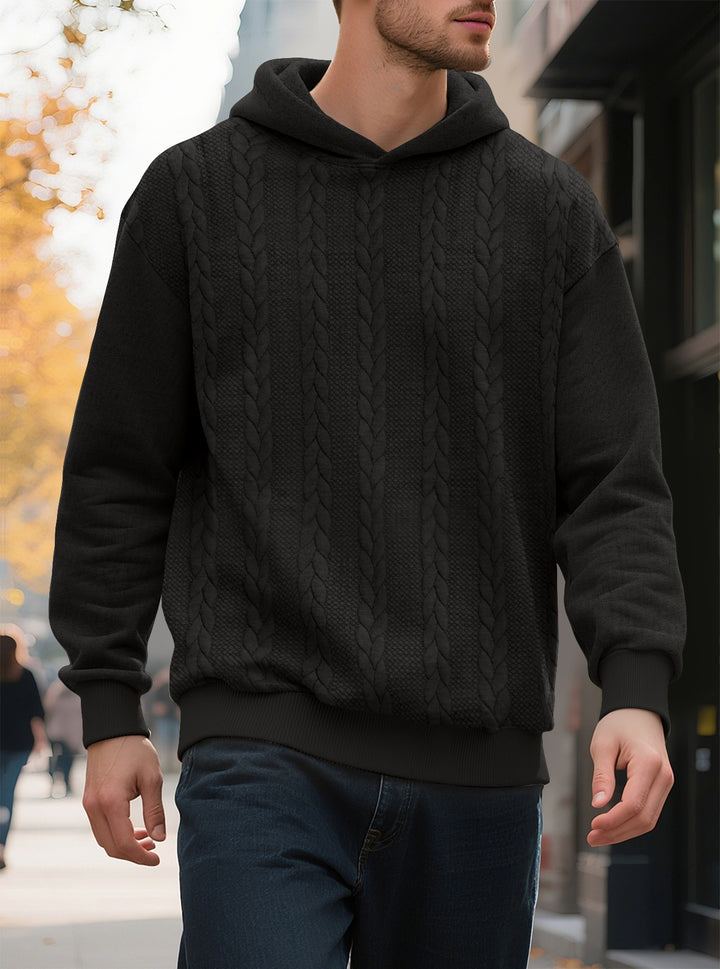 Herren Hoodie mit strukturiertem Strickmuster und modischen Akzenten Echoarchiv
