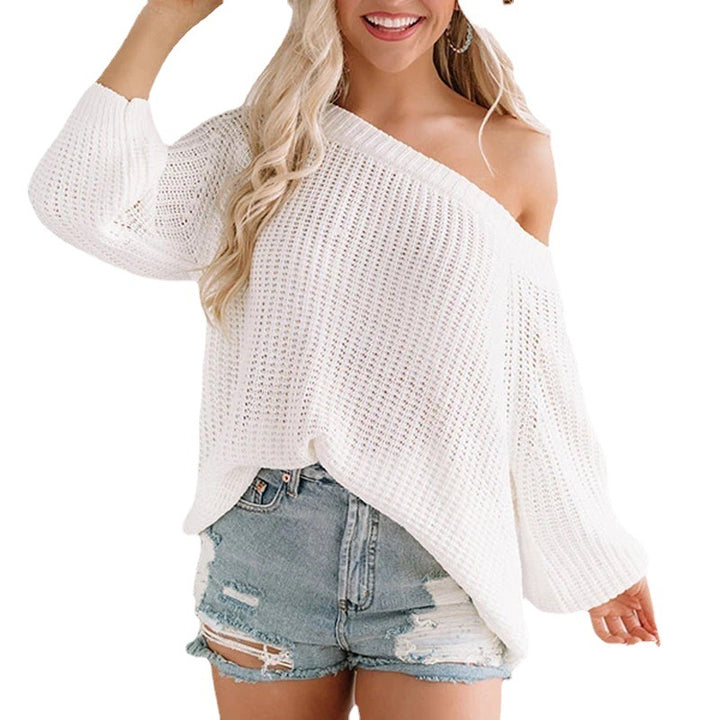 Damen Oversize Strickpullover mit Off-Shoulder Ajourmuster und weitem Saum Echo Archiv