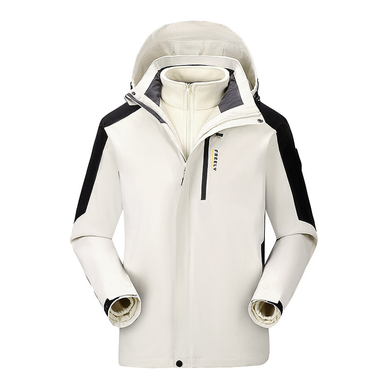 Herren nicht wasserdichte dreiteilige Winterjacke mit abnehmbarem Kapuze und Fleece-Innenjacke – Marzano
