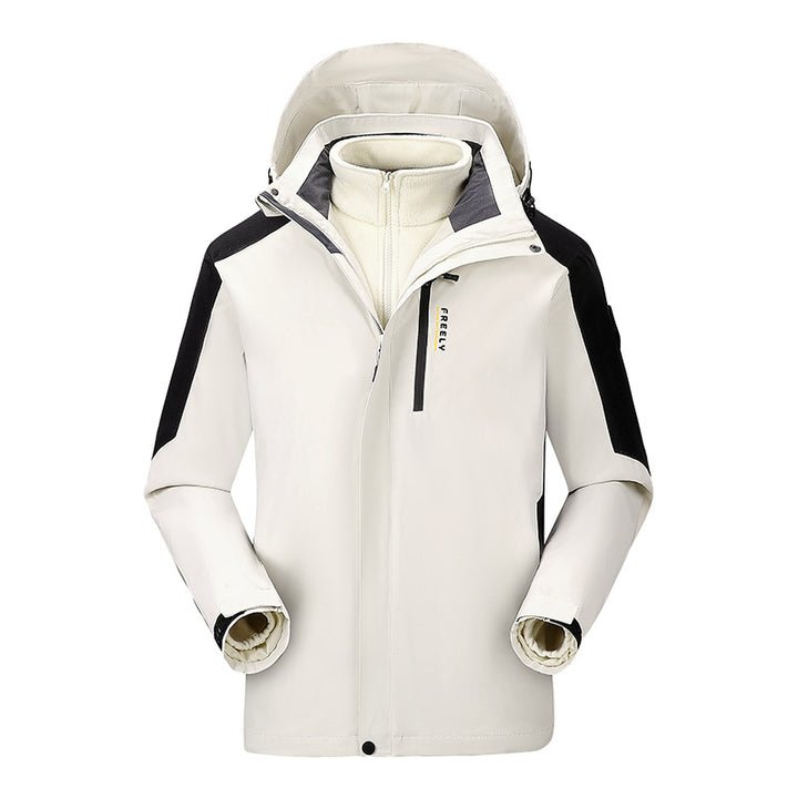 Herren nicht wasserdichte dreiteilige Winterjacke mit abnehmbarem Kapuze und Fleece-Innenjacke – Marzano