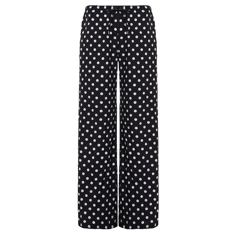 Damen nan weite Palazzo-Hose mit elastischem Bund und Punkte-Muster Echo Archiv