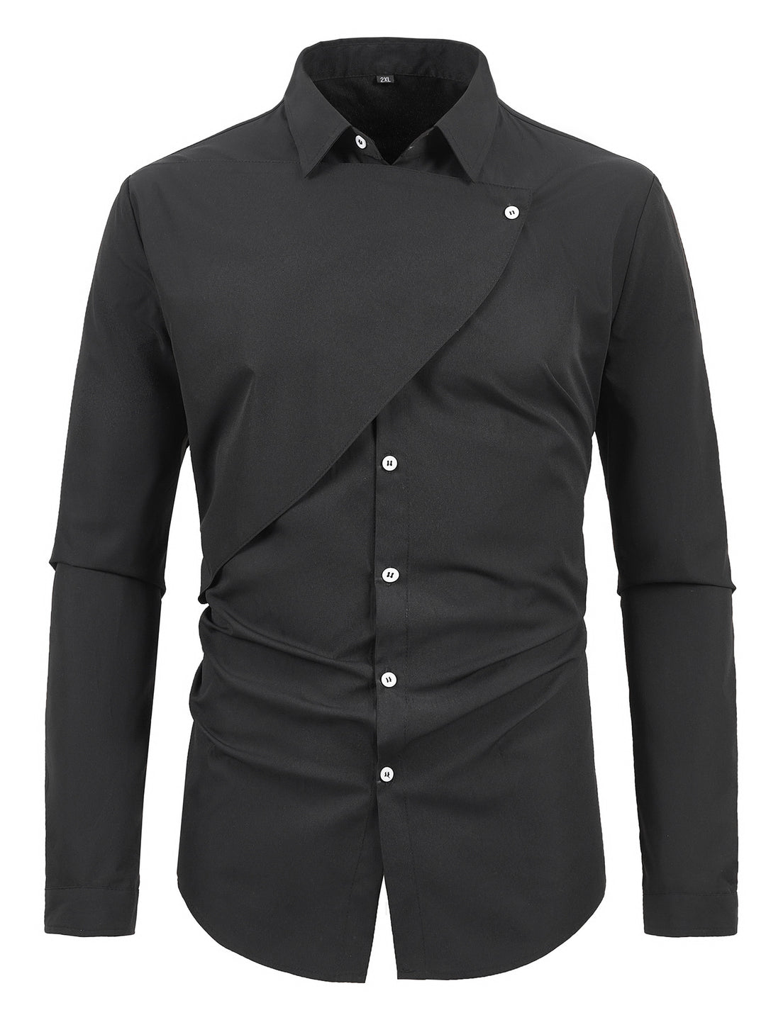 Herren Kreatives Langarmhemd mit asymmetrischem Design Echoarchiv